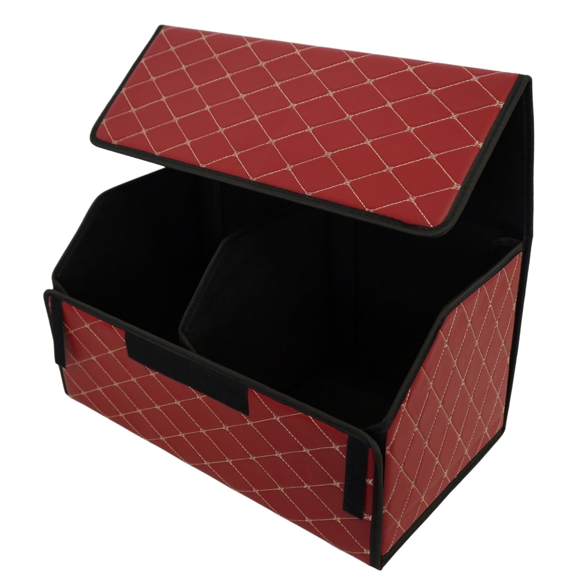 Cutie de depozitare auto Flippy Organizator portbagaj din piele ecologica, 2 compartimente, Bordo — imagine 6