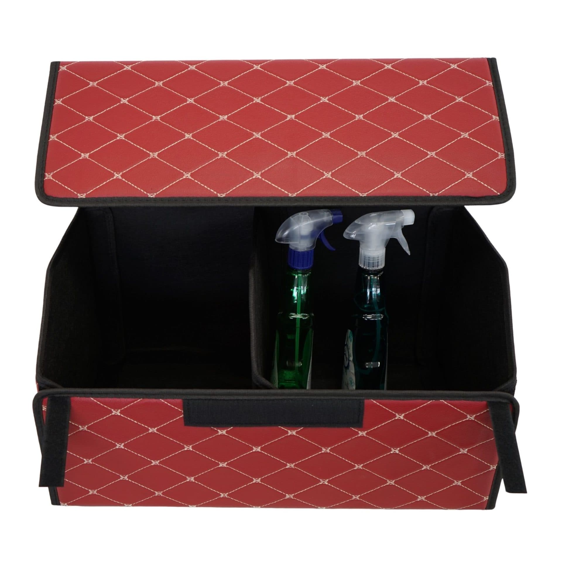 Cutie de depozitare auto Flippy Organizator portbagaj din piele ecologica, 2 compartimente, Bordo — imagine 7