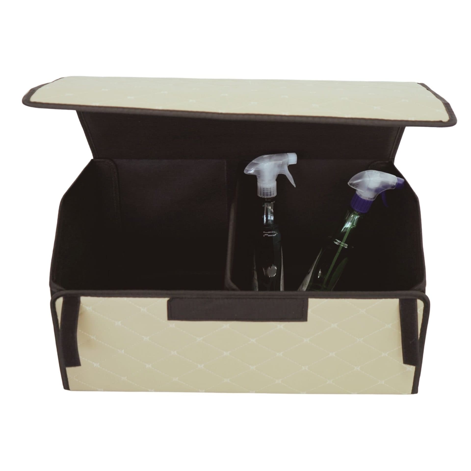 Cutie de depozitare auto Flippy Organizator portbagaj 2 compartimente Piele ecologica Bej deschis — imagine 4