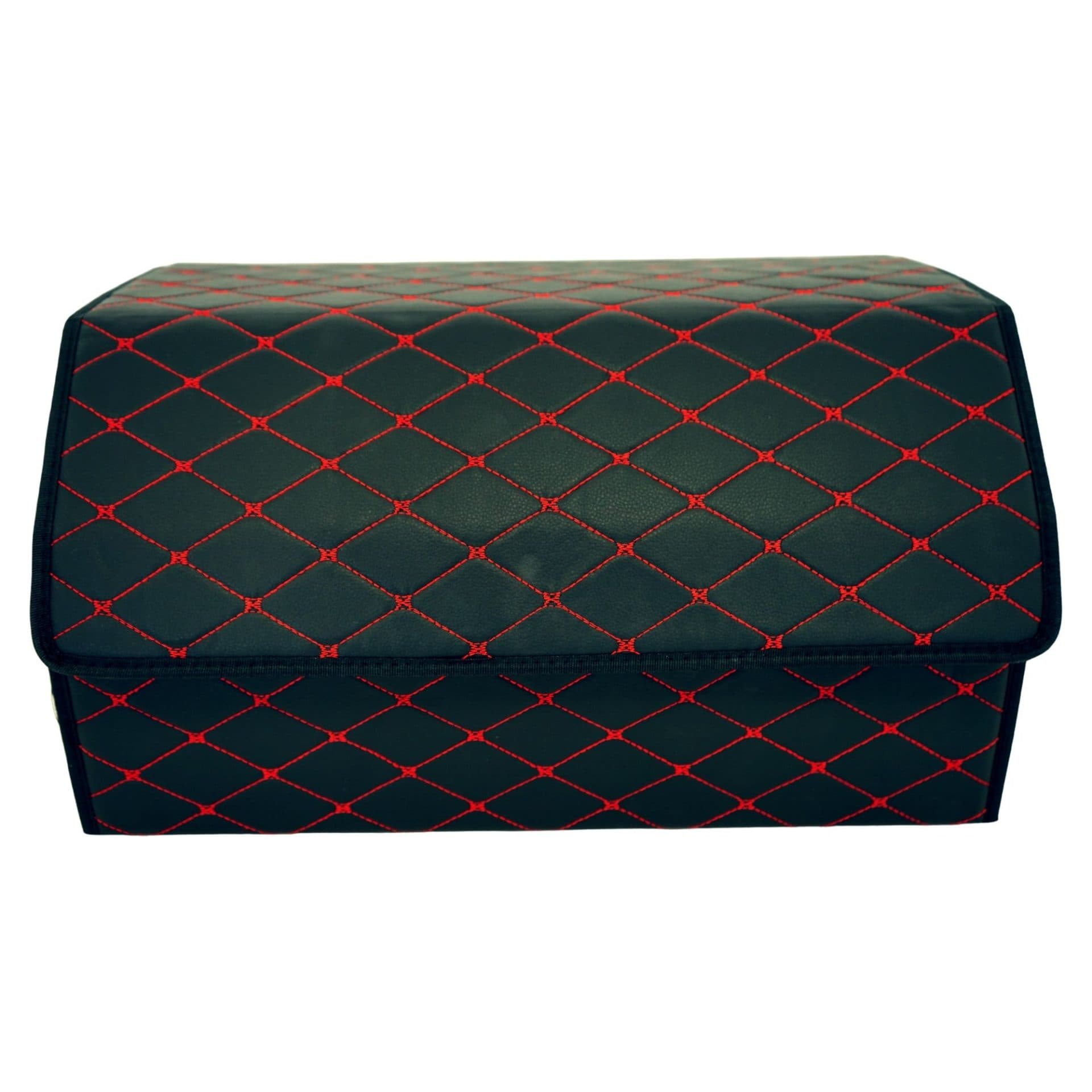 Cutie de depozitare auto Flippy Organizator portbagaj Piele ecologica 2 compartimente Negru/Rosu — imagine 1