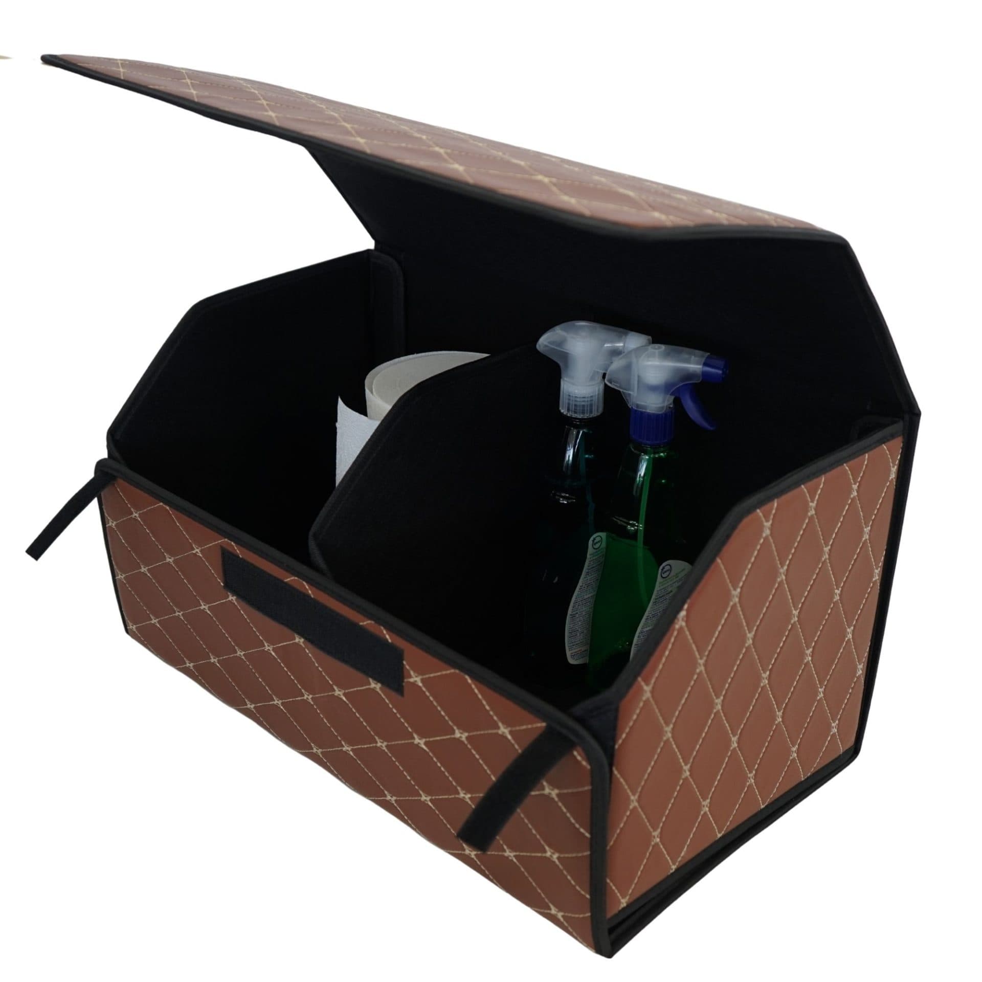 Cutie de depozitare Flippy Organizator portbagaj Premium din Piele Ecologica Maro Inchis — imagine 5