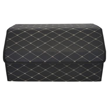 Cutie de depozitare auto Flippy Organizator portbagaj Piele ecologica 2 compartimente Negru/Alb