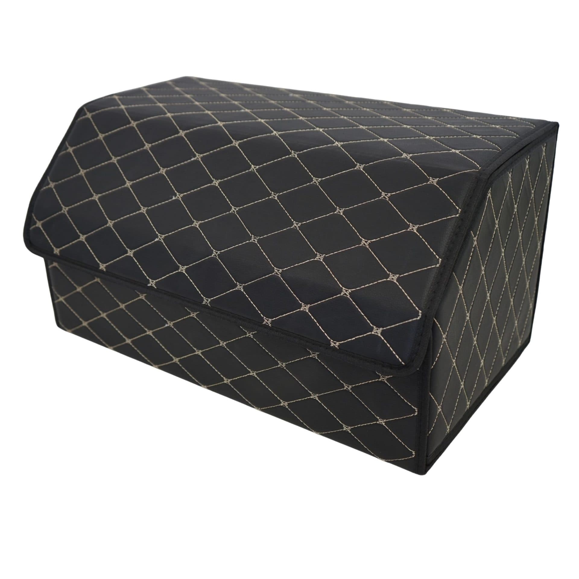 Cutie de depozitare auto Flippy Organizator portbagaj Piele ecologica 2 compartimente Negru/Alb — imagine 2
