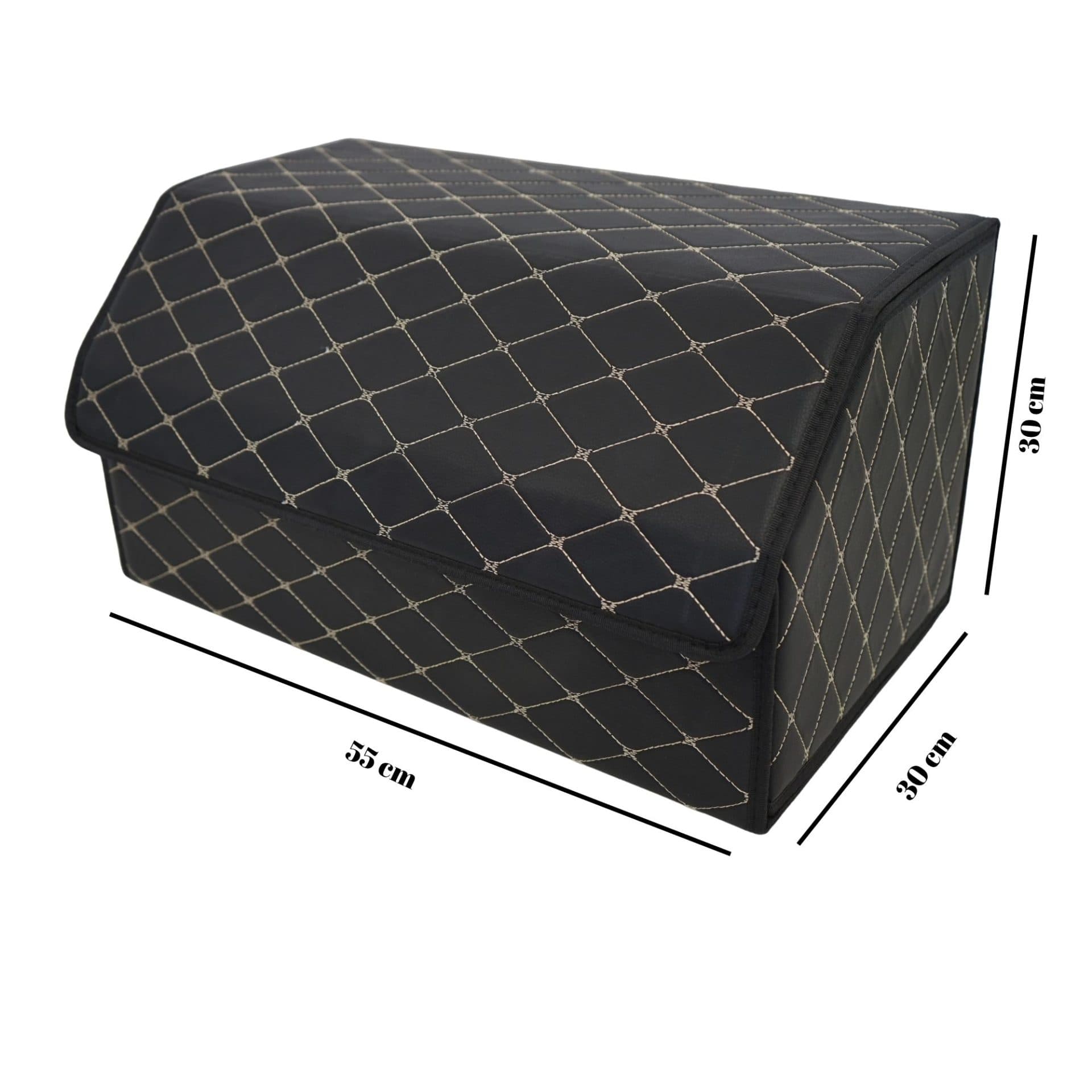 Cutie de depozitare auto Flippy Organizator portbagaj Piele ecologica 2 compartimente Negru/Alb — imagine 3