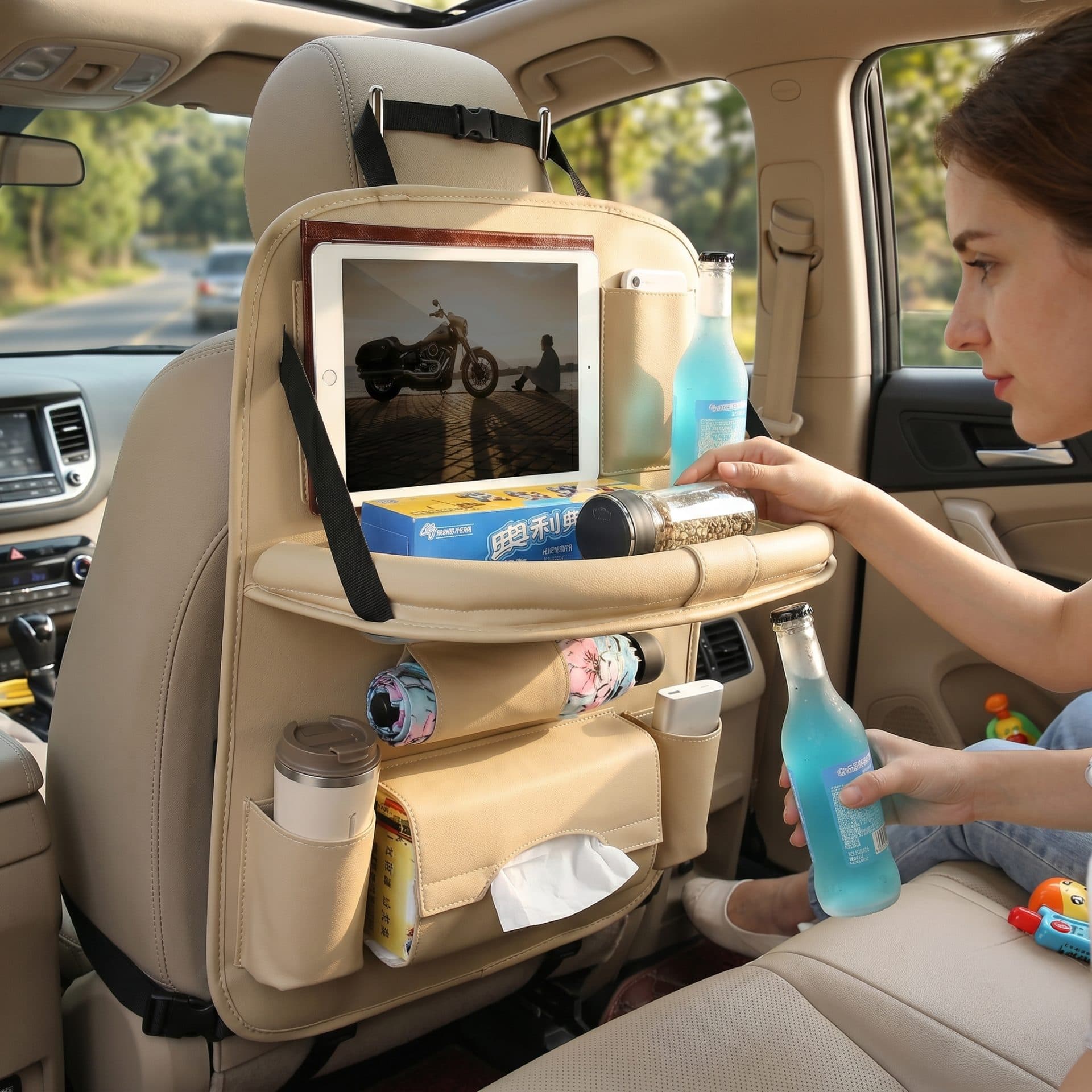 Organizator auto Flippy Spate scaun auto masa pliabila piele ecologica suport tableta — imagine 4