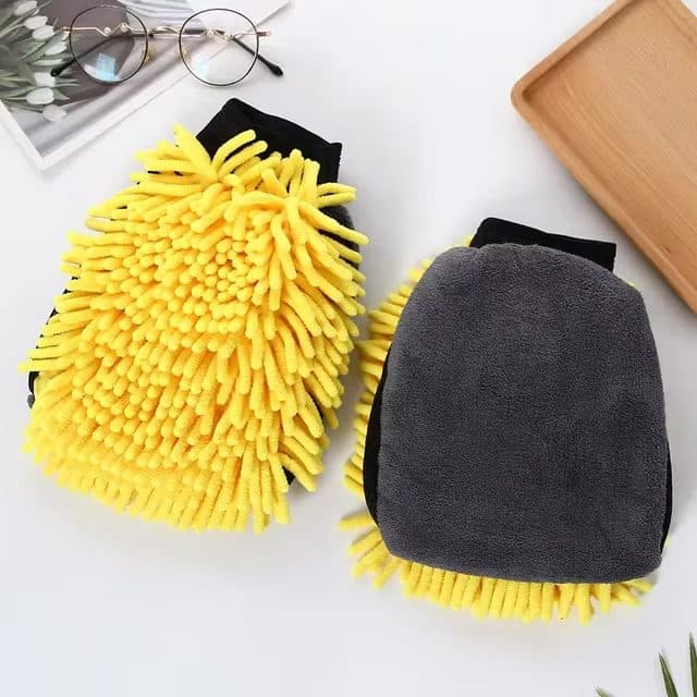 Manusa de Spalat Auto 2 in 1 Flippy cu Perie si Microfibra Velvet Galben/Gri — imagine 3