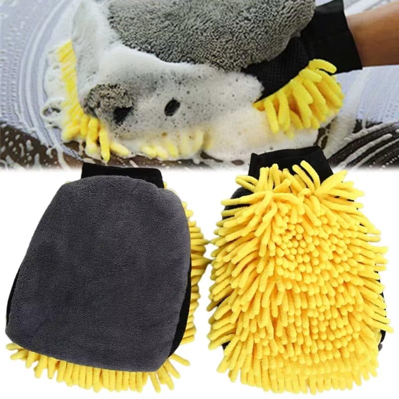 Manusa de Spalat Auto 2 in 1 Flippy cu Perie si Microfibra Velvet Galben/Gri — imagine 4