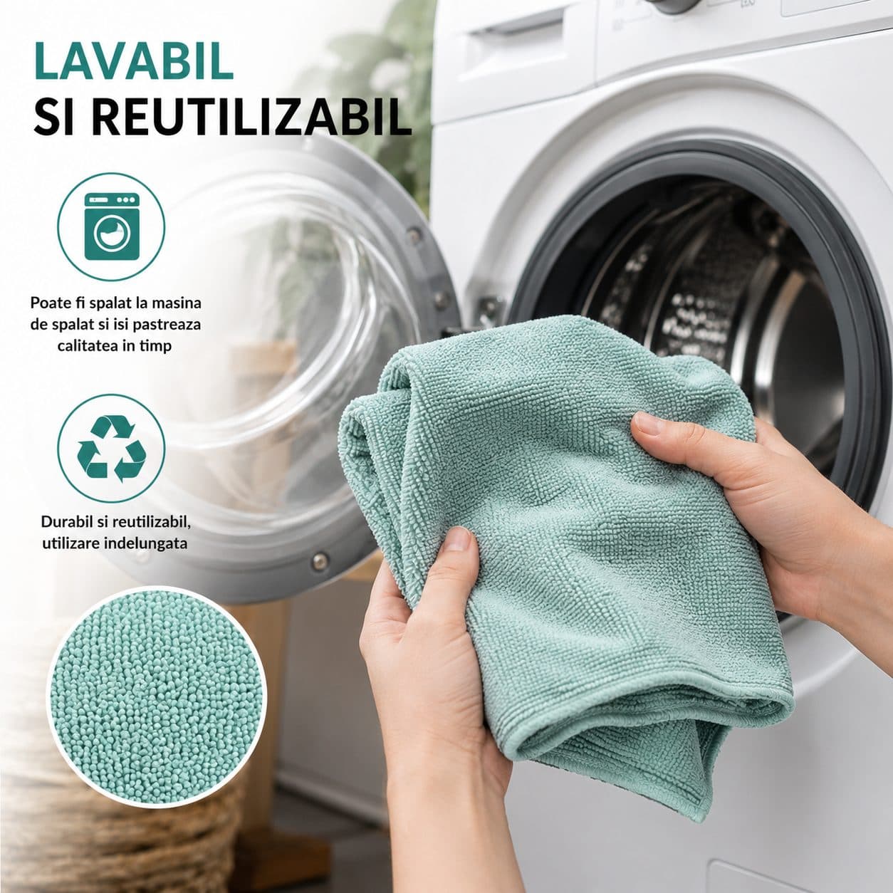 Set Lavete Curatare Microfibra Flippy 30x30 cm Turcoaz — imagine 7