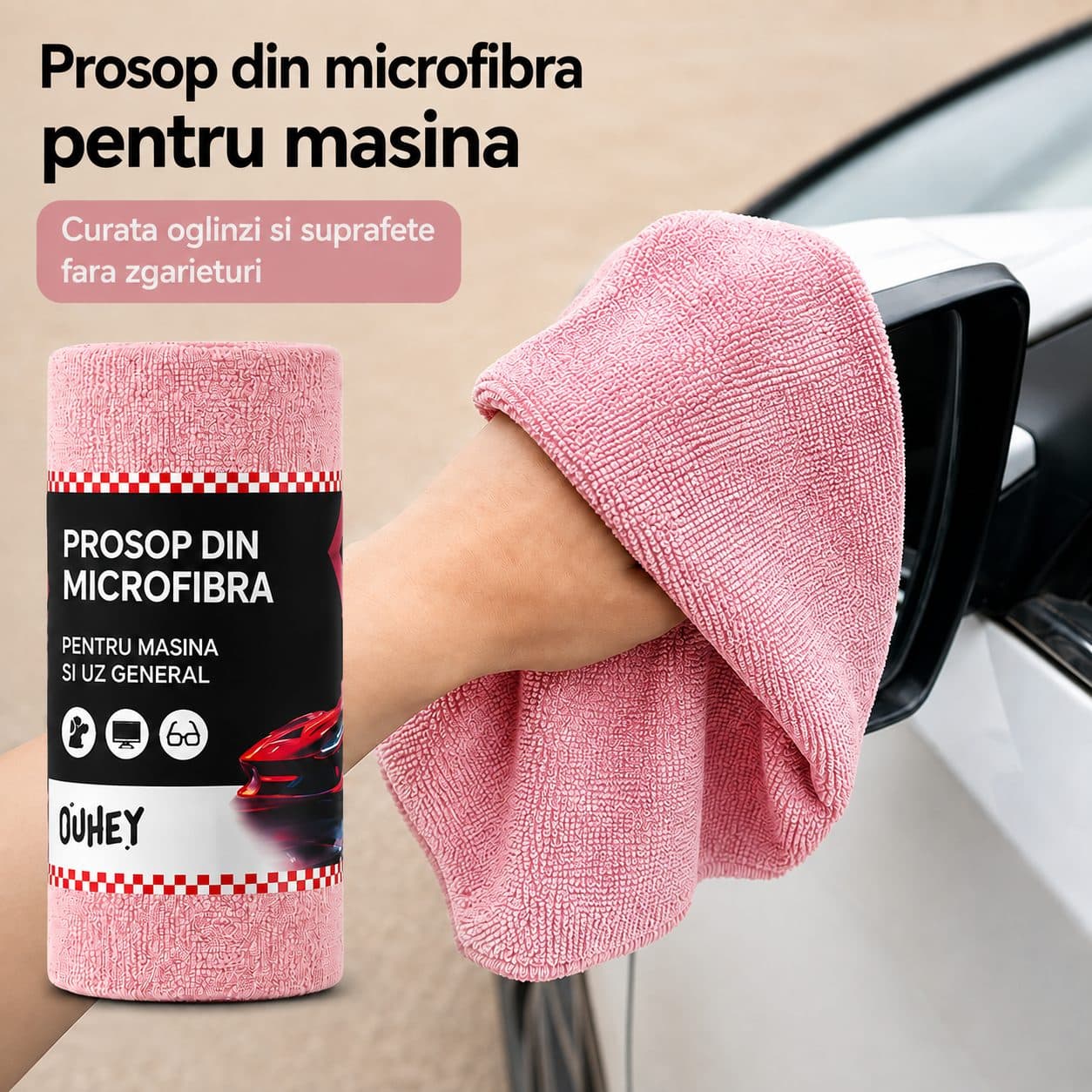 Lavete Microfibra Set 30 Flippy pentru Curatare Auto si Suprafete Roz — imagine 2
