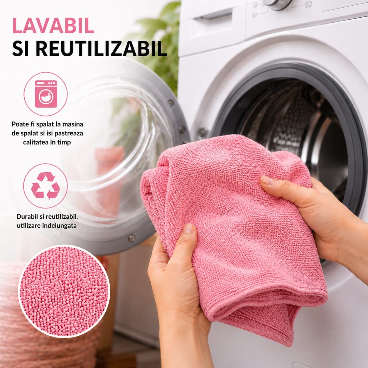 Lavete Microfibra Set 30 Flippy pentru Curatare Auto si Suprafete Roz — imagine 7