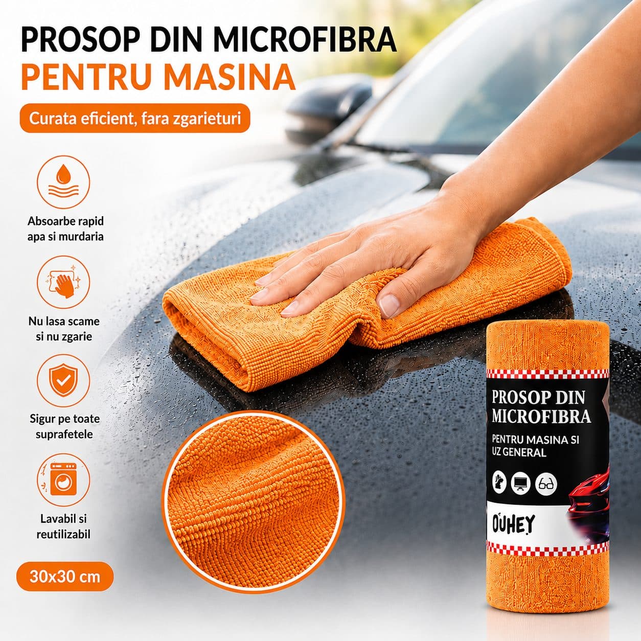 Lavete Microfibra Set 30 bucati Flippy pentru Curatare Auto si Suprafete — imagine 4