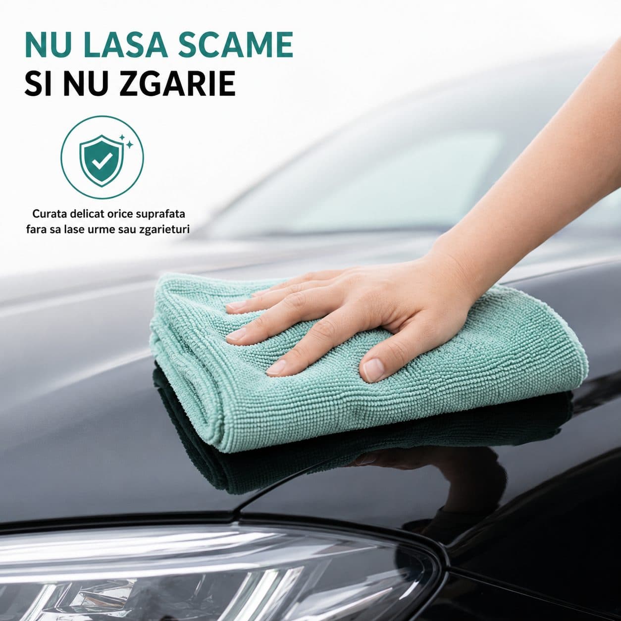 Set Lavete Microfibra Flippy pentru Curatare Auto si Suprafete, 50 bucati, Turcoaz — imagine 5