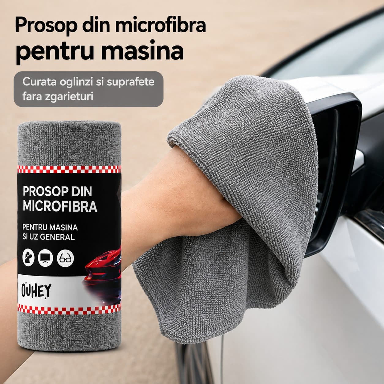 Set de lavete din microfibra Flippy pentru curatare auto si suprafete, 50 bucati, gri — imagine 2