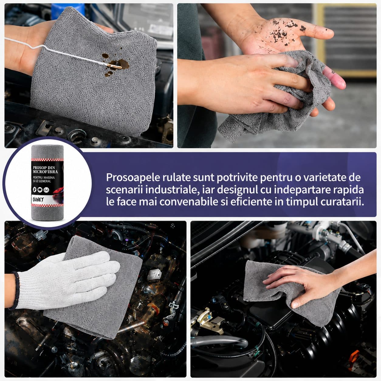 Set de lavete din microfibra Flippy pentru curatare auto si suprafete, 50 bucati, gri — imagine 3