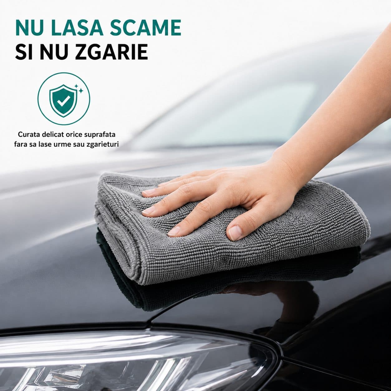 Set de lavete din microfibra Flippy pentru curatare auto si suprafete, 50 bucati, gri — imagine 7