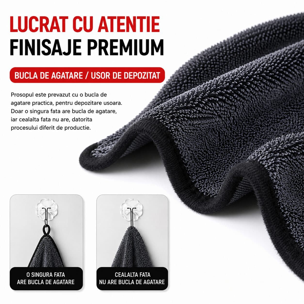Prosop Microfibra Flippy 650 GSM Gri Inchis 60x90 cm — imagine 4