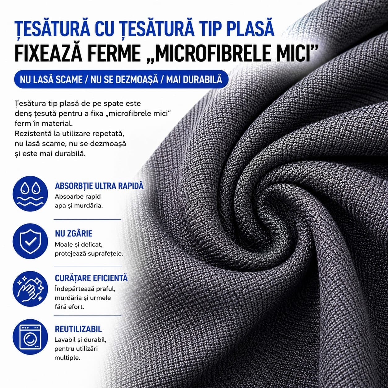 Prosop Microfibra Flippy 650 GSM Gri Inchis 60x90 cm — imagine 7