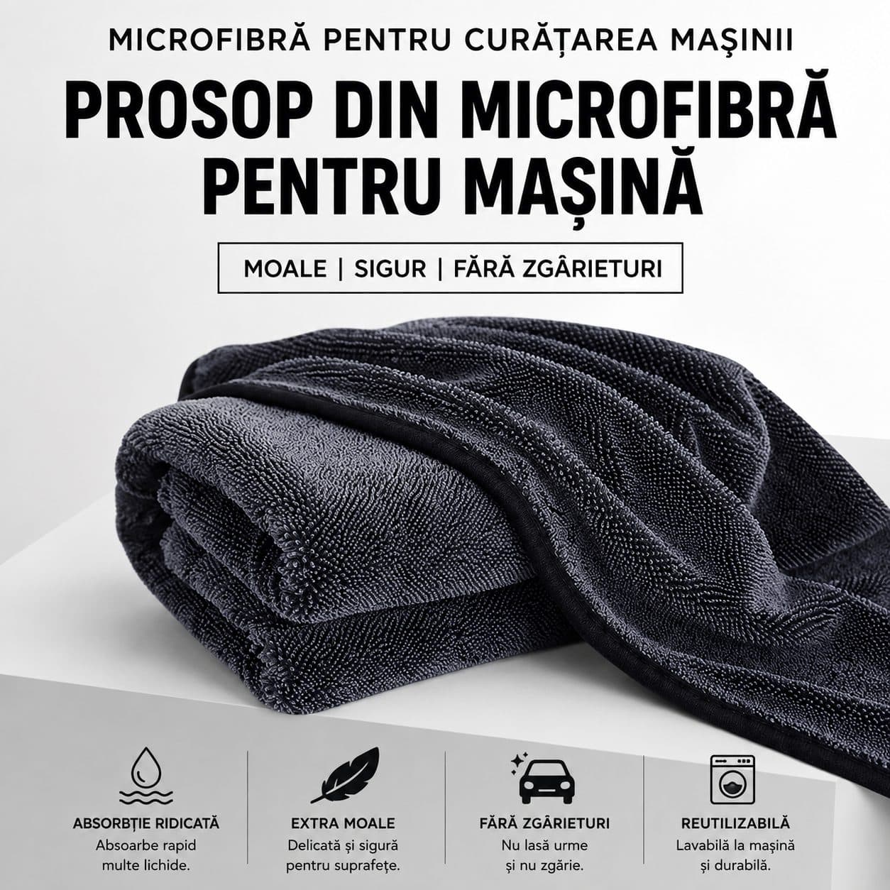 Prosop Microfibra Flippy 650 GSM Gri Inchis 60x90 cm — imagine 12
