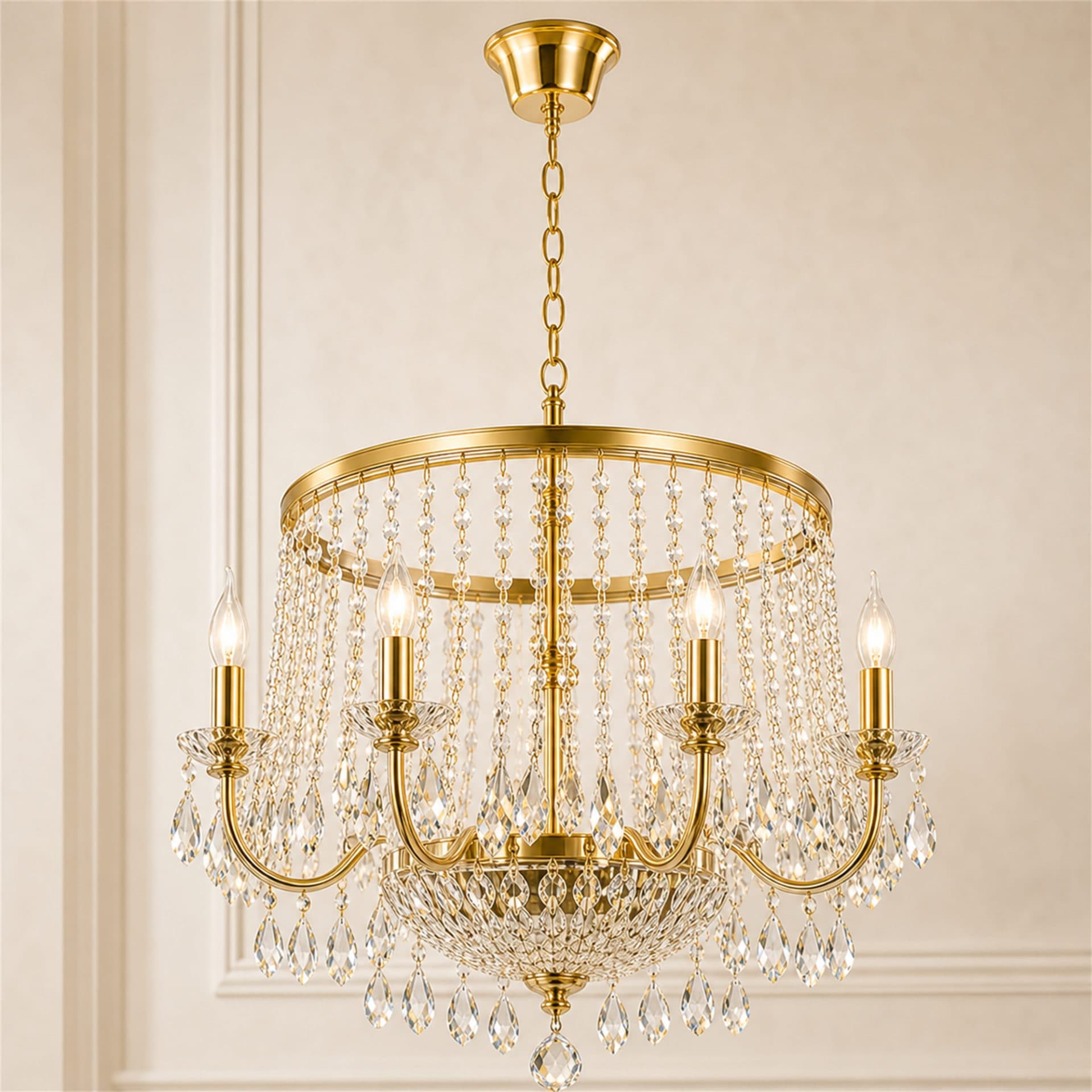 Candelabru Flippy Cristal PALERMO Eleganza 5xE14, Diametru 50cm, Auriu — imagine 2