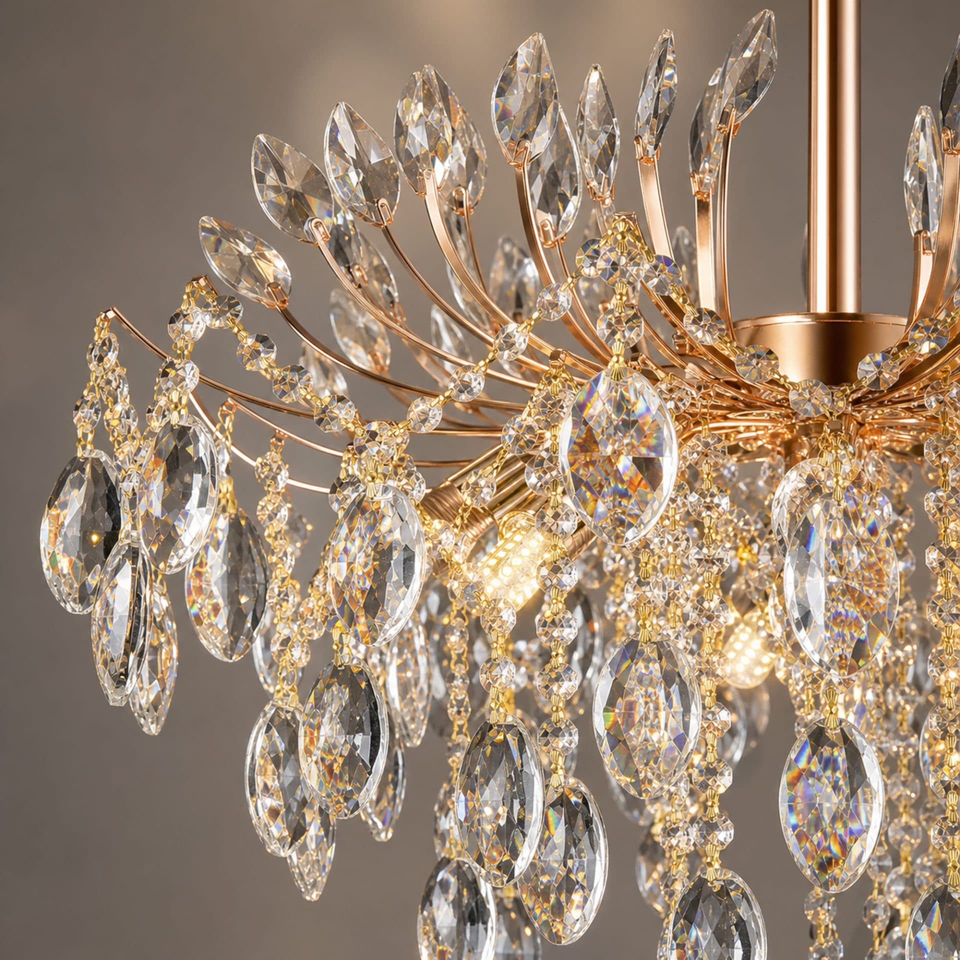 Candelabru Flippy Cristal PALERMO Eleganza 5xE14, Diametru 50cm, Auriu — imagine 10