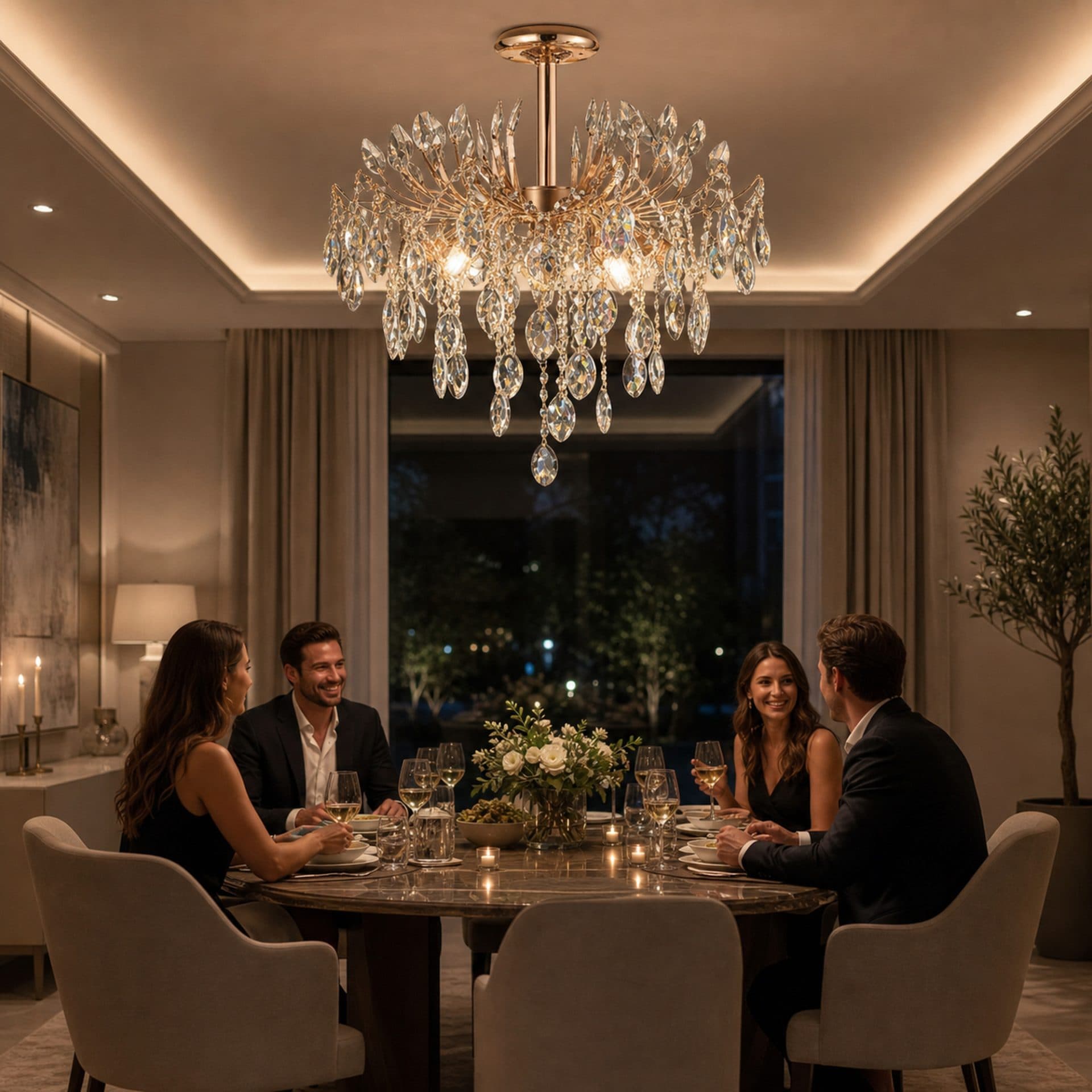 Candelabru Flippy Cristal PALERMO Eleganza 5xE14, Diametru 50cm, Auriu — imagine 11