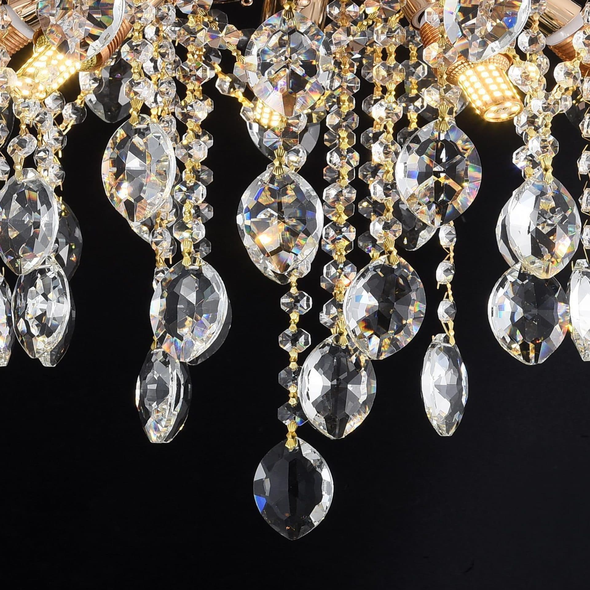 Candelabru Flippy Cristal PALERMO Eleganza 5xE14, Diametru 50cm, Auriu — imagine 17