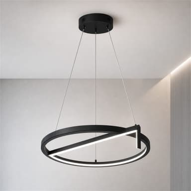 Lustra LED suspendata Flippy D52cm 25W Inaltime Reglabila Lumina Rece Negru Metal si Acril