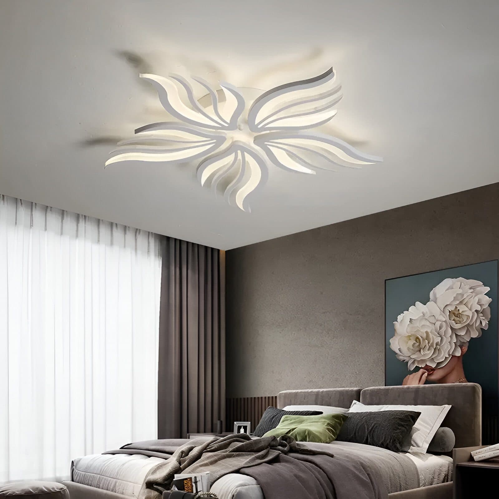 Lustra LED Flippy 62W 5 Petale telecomanda Alb — imagine 9