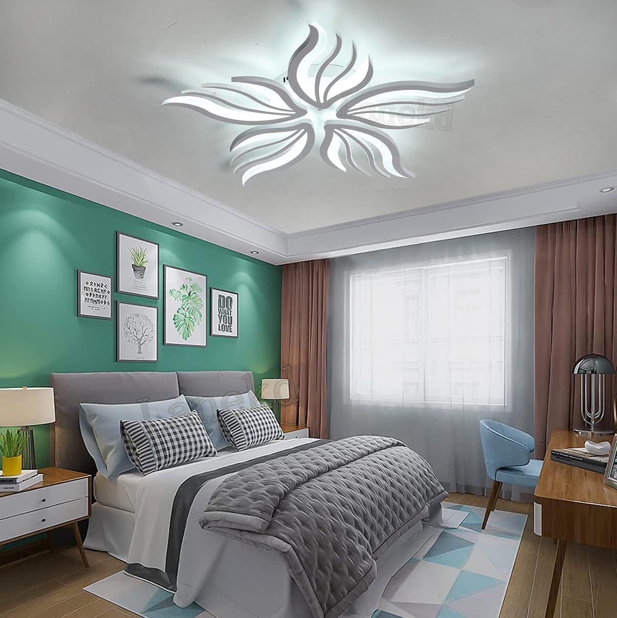 Lustra LED Flippy 62W 5 Petale telecomanda Alb — imagine 15