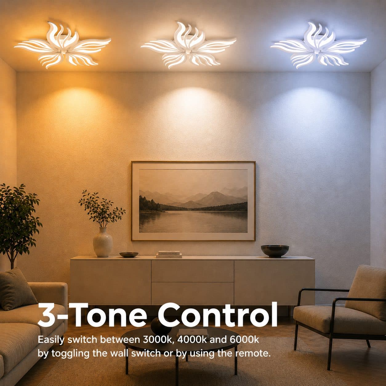 Lustra LED Flippy 62W 5 Petale telecomanda Alb — imagine 19