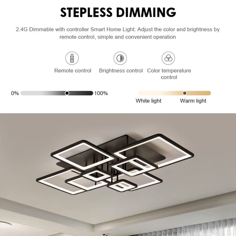 Lustra LED Flippy ELLA 186W 8 Patrate telecomanda Negru — imagine 3