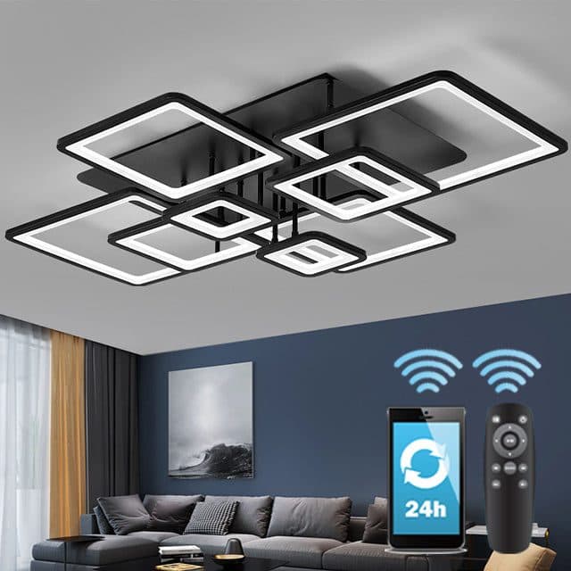 Lustra LED Flippy ELLA 186W 8 Patrate telecomanda Negru — imagine 4
