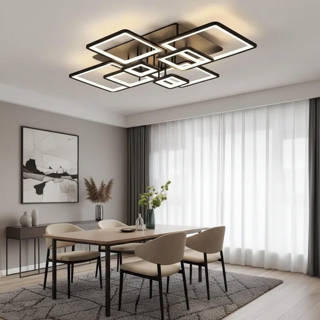 Lustra LED Flippy ELLA 186W 8 Patrate telecomanda Negru — imagine 8