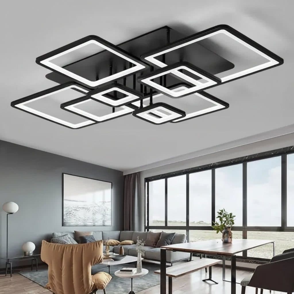 Lustra LED Flippy ELLA 186W 8 Patrate telecomanda Negru — imagine 9