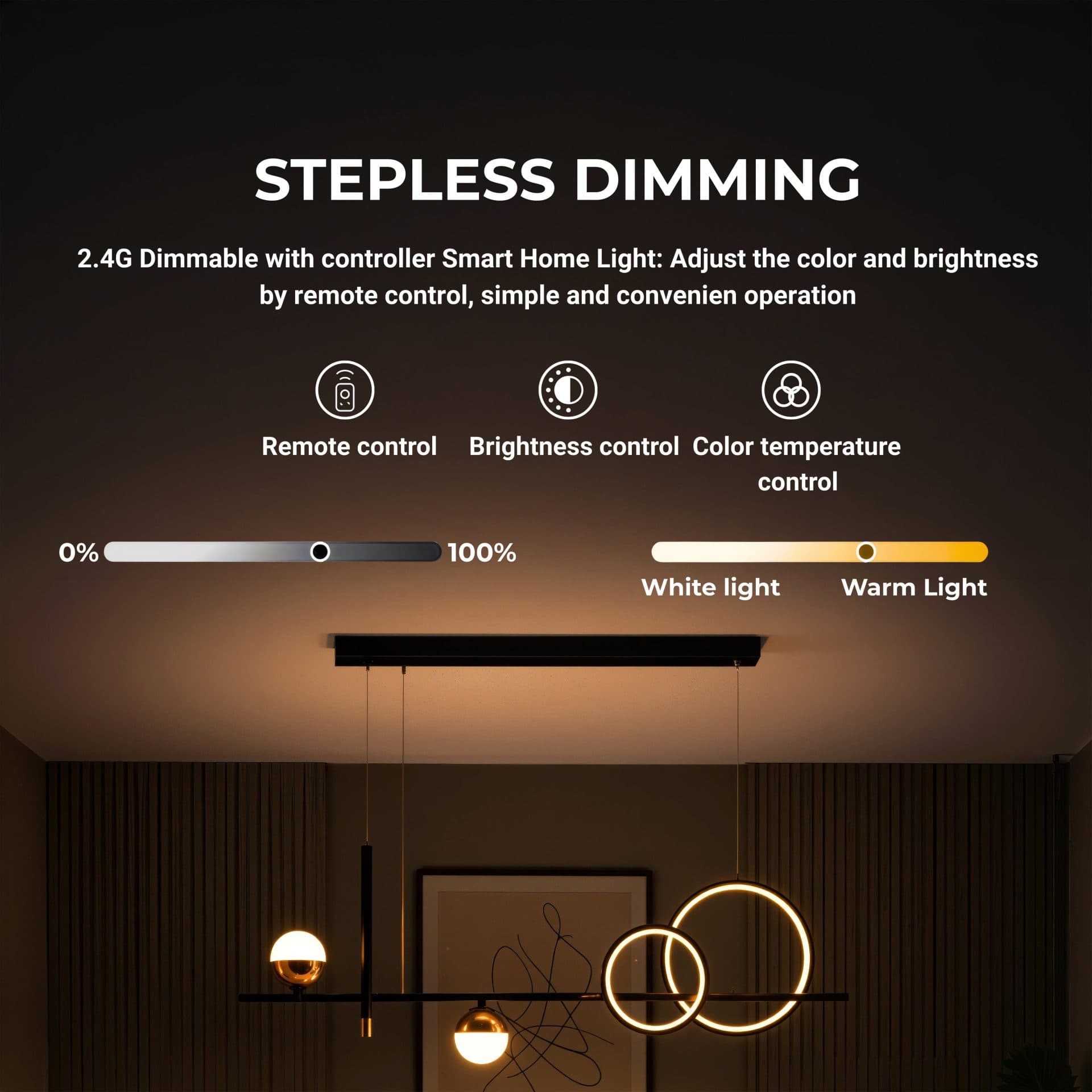 Lustra LED suspendata Flippy 44W telecomanda lumina Rece/Calda/Neutra Dimabila Negru Inaltime Reglabila — imagine 5