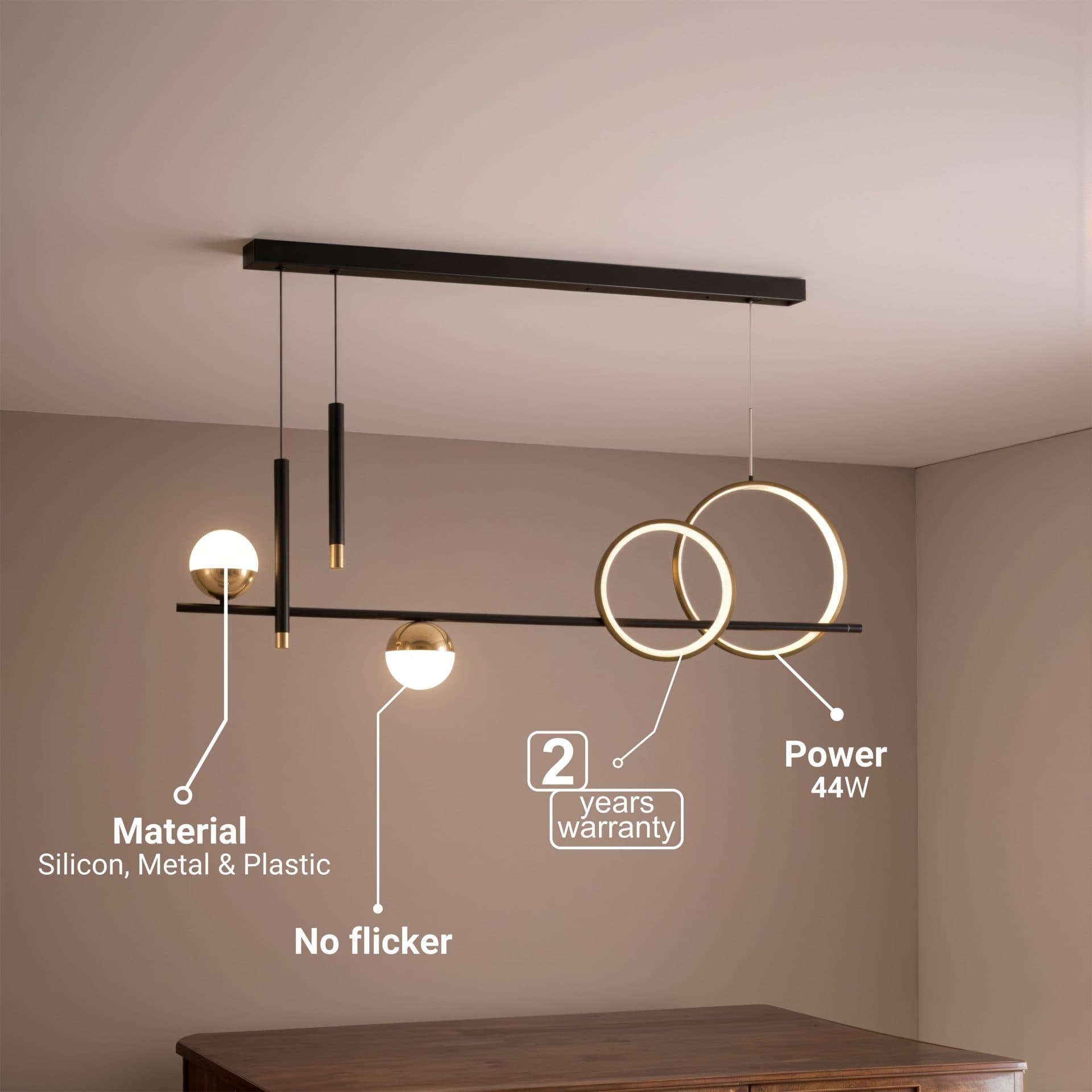 Lustra LED suspendata Flippy 44W telecomanda lumina Rece/Calda/Neutra Dimabila Negru Inaltime Reglabila — imagine 9