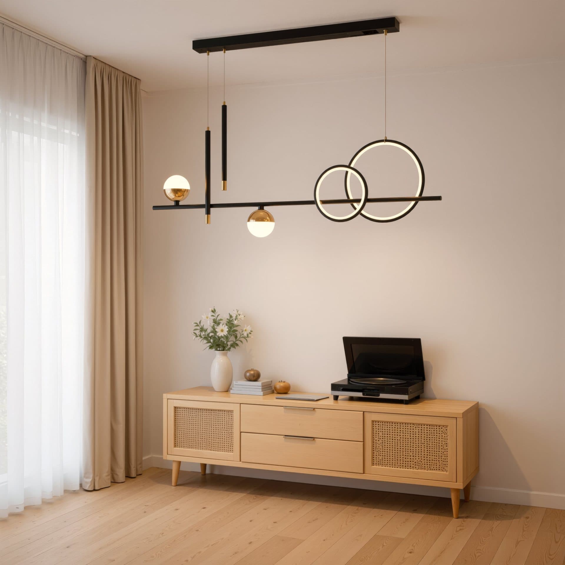 Lustra LED suspendata Flippy 44W telecomanda lumina Rece/Calda/Neutra Dimabila Negru Inaltime Reglabila — imagine 12