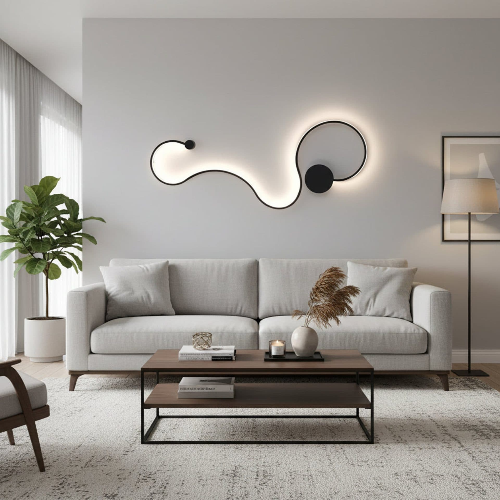 Aplica LED Flippy Delilah 36W Decorativa Lumina Rece/Calda/Neutra Metal si Silicon Negru — imagine 4
