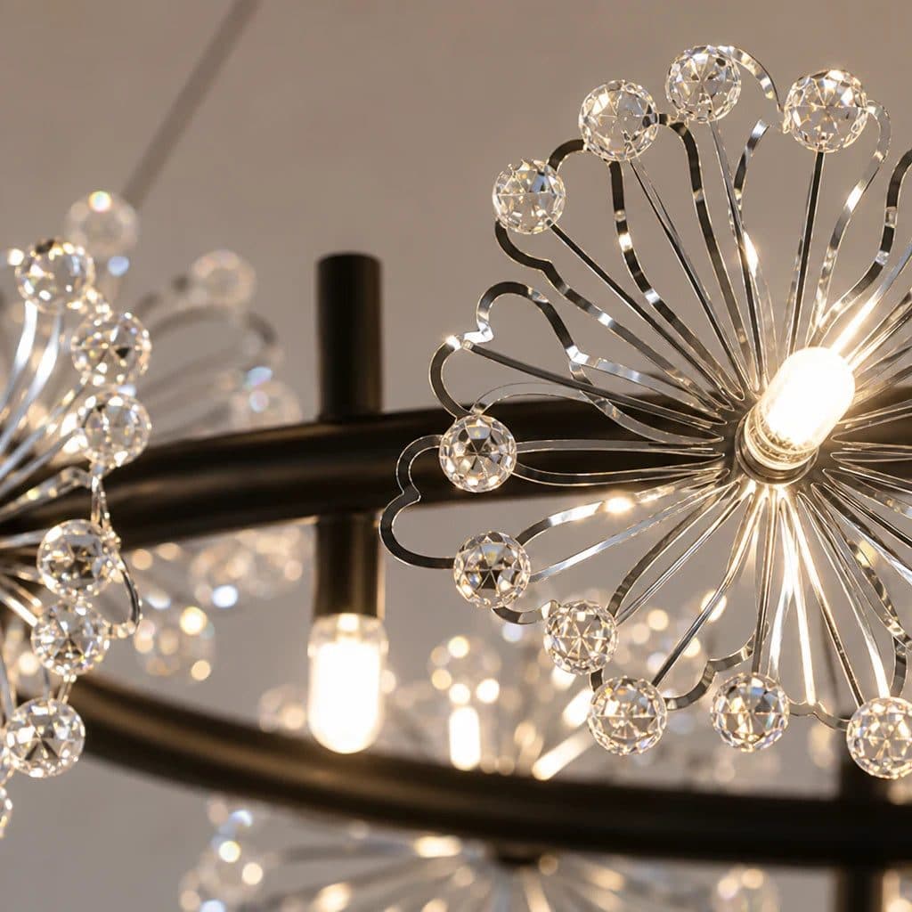 Candelabru Flippy Cristal PETERHOF Magno, Diametru 62cm, 20X G4, Negru, Inaltime Reglabila — imagine 9