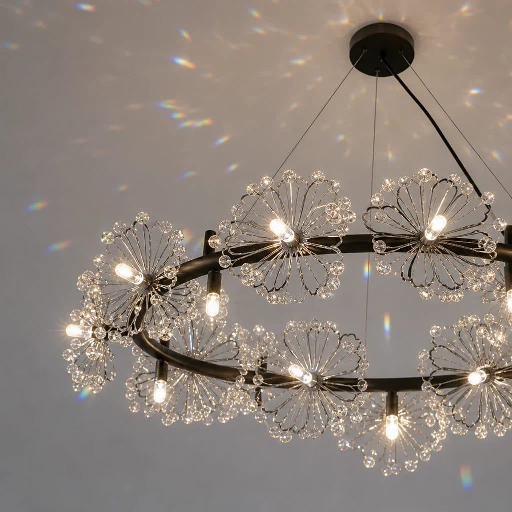 Candelabru Flippy Cristal PETERHOF Magno, Diametru 62cm, 20X G4, Negru, Inaltime Reglabila — imagine 12