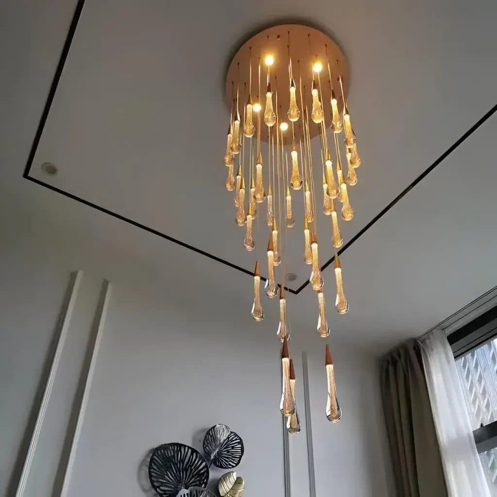 Candelabru Suspendat LED Flippy Cristal 39W Auriu Diametru 60cm — imagine 7