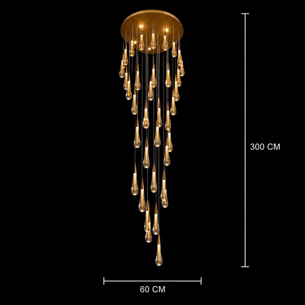 Candelabru Suspendat LED Flippy Cristal 39W Auriu Diametru 60cm — imagine 12