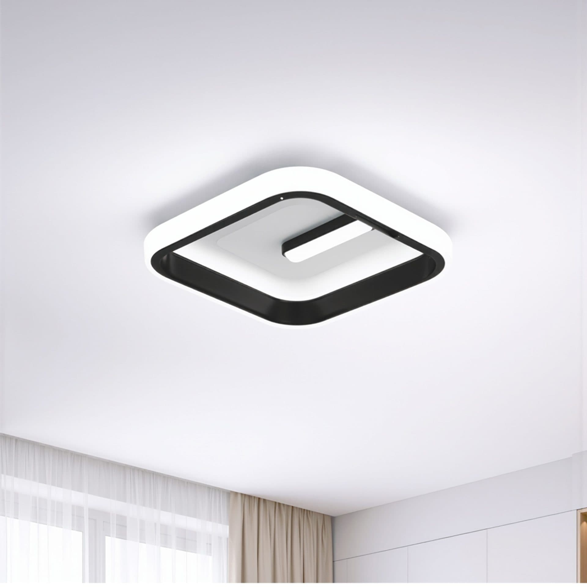 Lustra LED Patrata 19W, Negru/Alb, Victoria — imagine 1