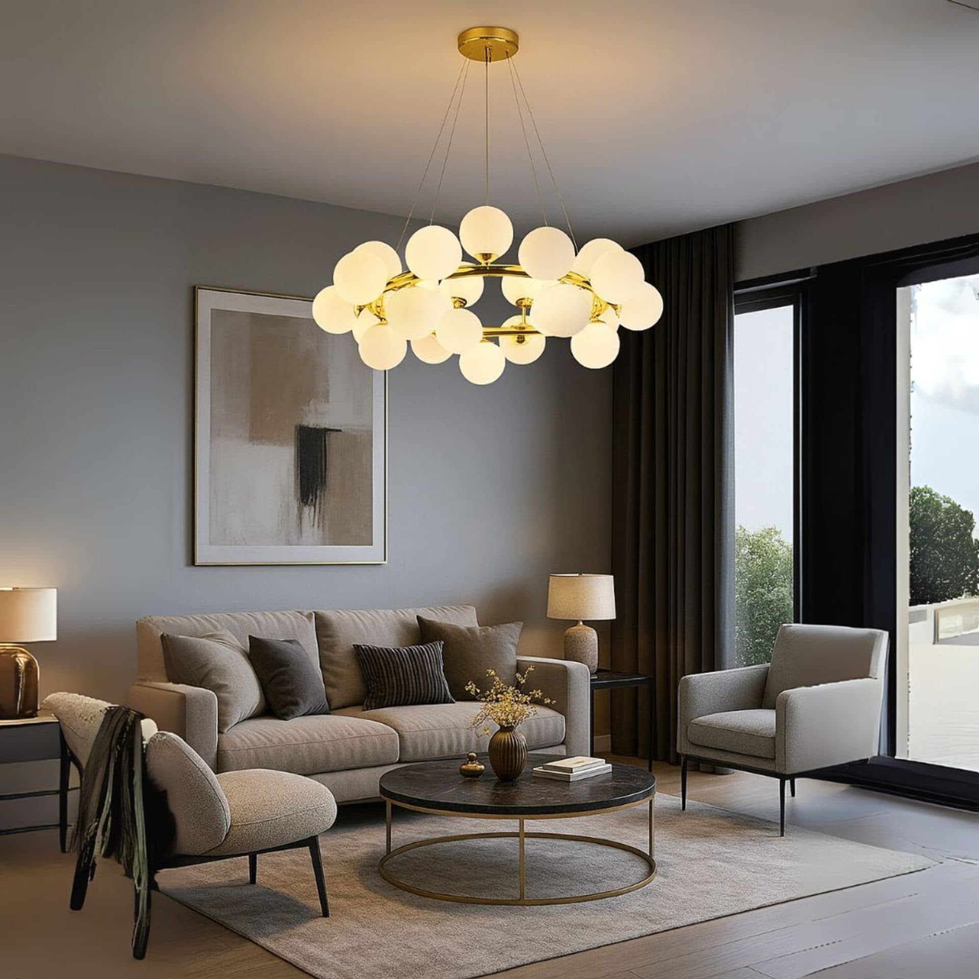 Lustra moderna 25x G9, Flippy, Alb Auriu, Metal — imagine 3