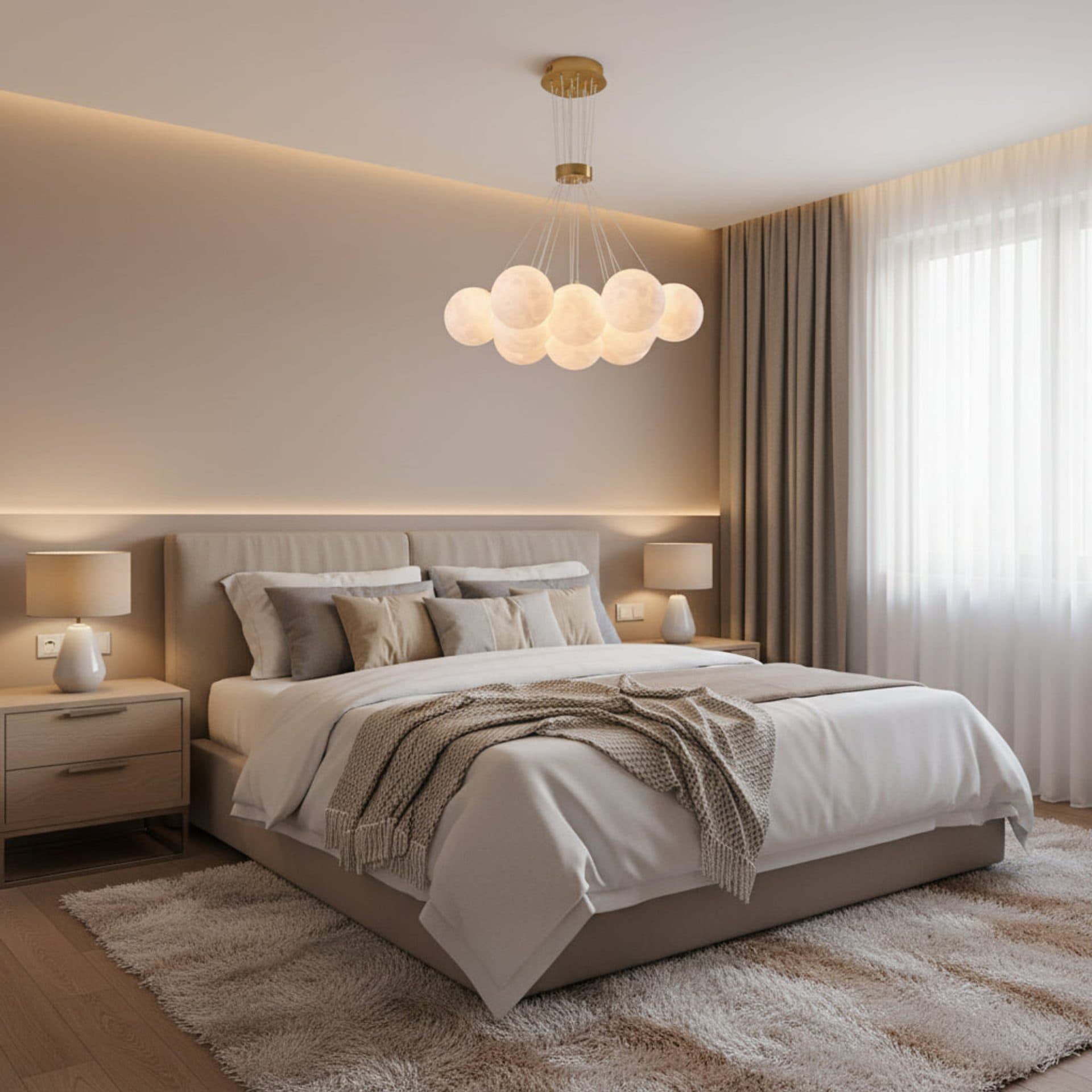 Lustra moderna LOFT Bagliore, 9 globuri, soclu E27, inaltime reglabila, auriu — imagine 1