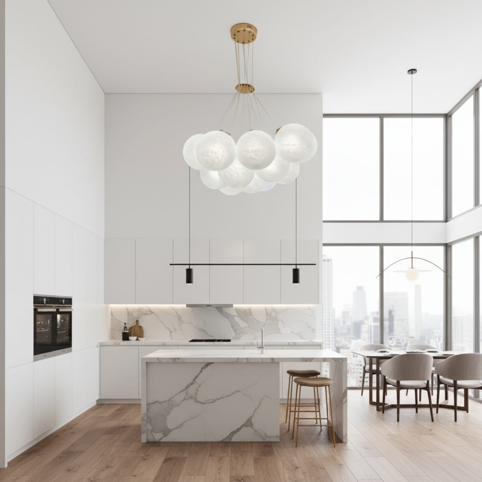 Lustra moderna LOFT Bagliore, 9 globuri, soclu E27, inaltime reglabila, auriu — imagine 3