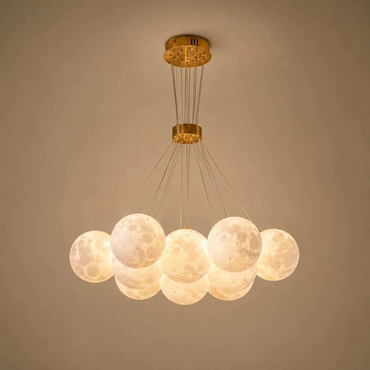 Lustra moderna LOFT Bagliore, 9 globuri, soclu E27, inaltime reglabila, auriu — imagine 5