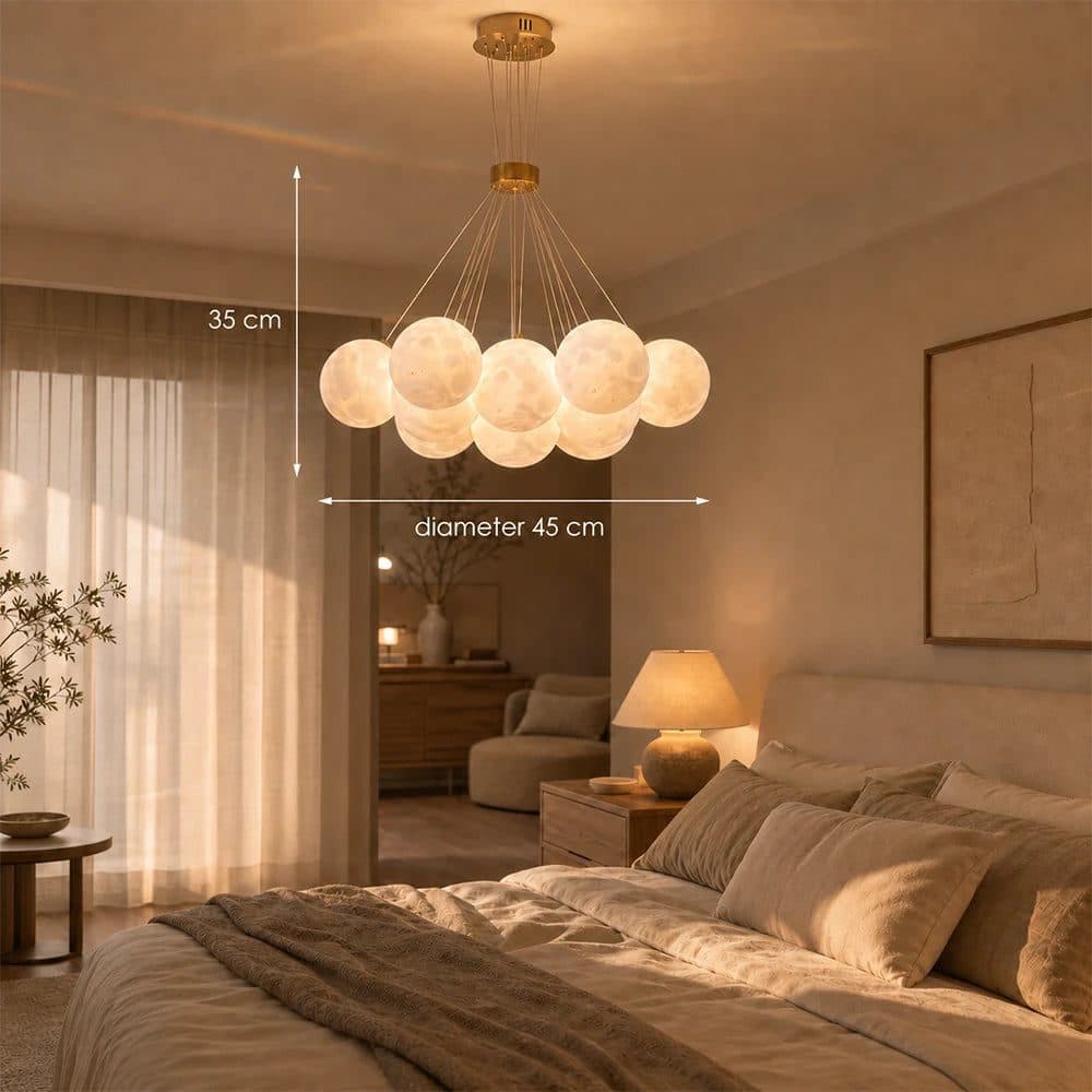 Lustra moderna LOFT Bagliore, 9 globuri, soclu E27, inaltime reglabila, auriu — imagine 10