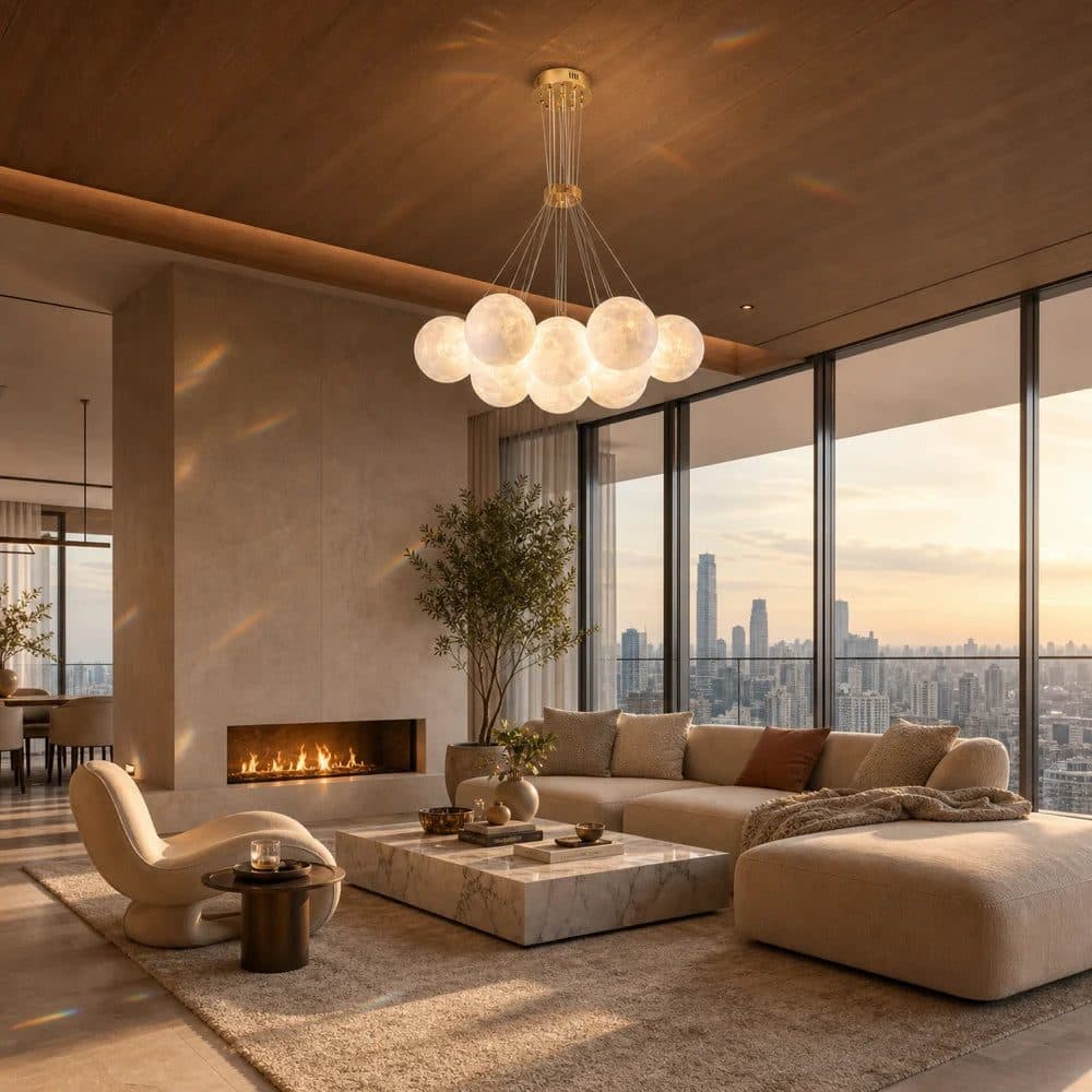Lustra moderna LOFT Bagliore, 9 globuri, soclu E27, inaltime reglabila, auriu — imagine 13