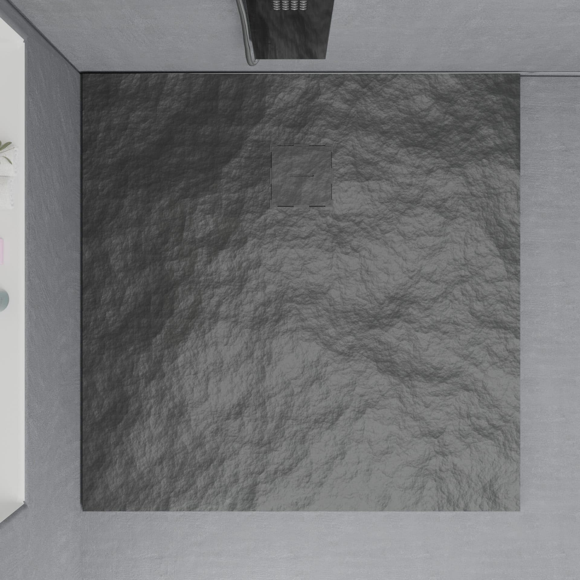 Cadita de dus Flippy patrata 90x90 cm, ultra-slim 3 cm, gri inchis — imagine 7